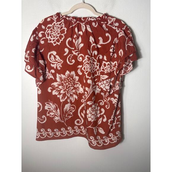 Ces Femme Brown and Cream Top sz L - Picture 2 of 2